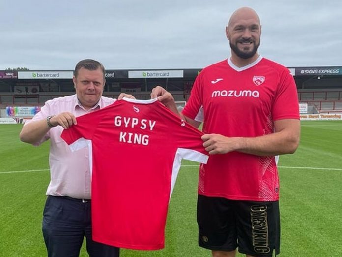0 Tyson Fury sponsors Morecambe FC as boxing champ releases video message on pitch