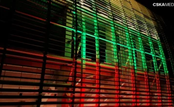 В националните цветове: ЦСКА отново тества осветлението на новия стадион (ВИДЕО) tsska stadion